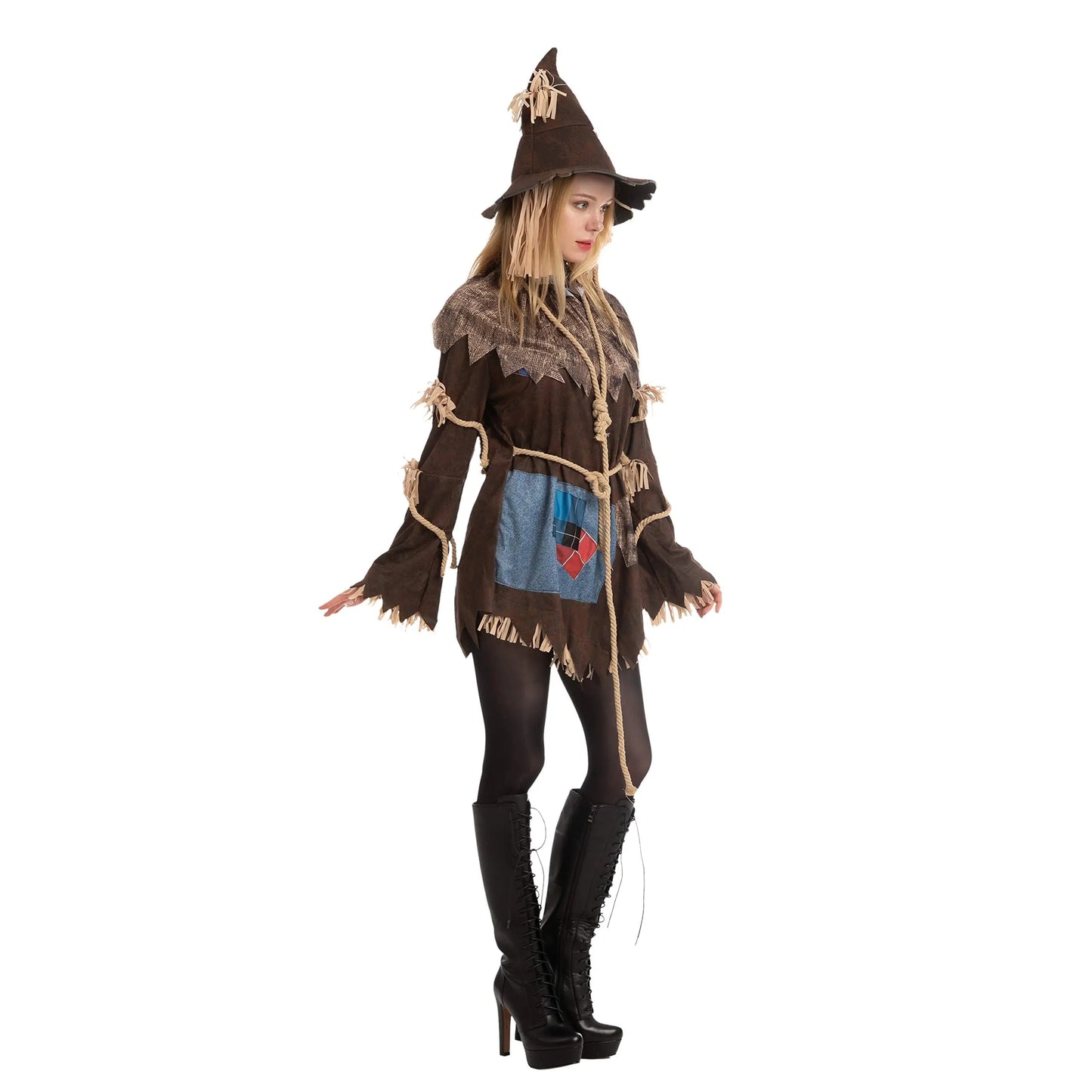 Syncfun Scary Scarecrow Costume for Adult Women, Perfect for Halloween Dress-Up Party(Large)