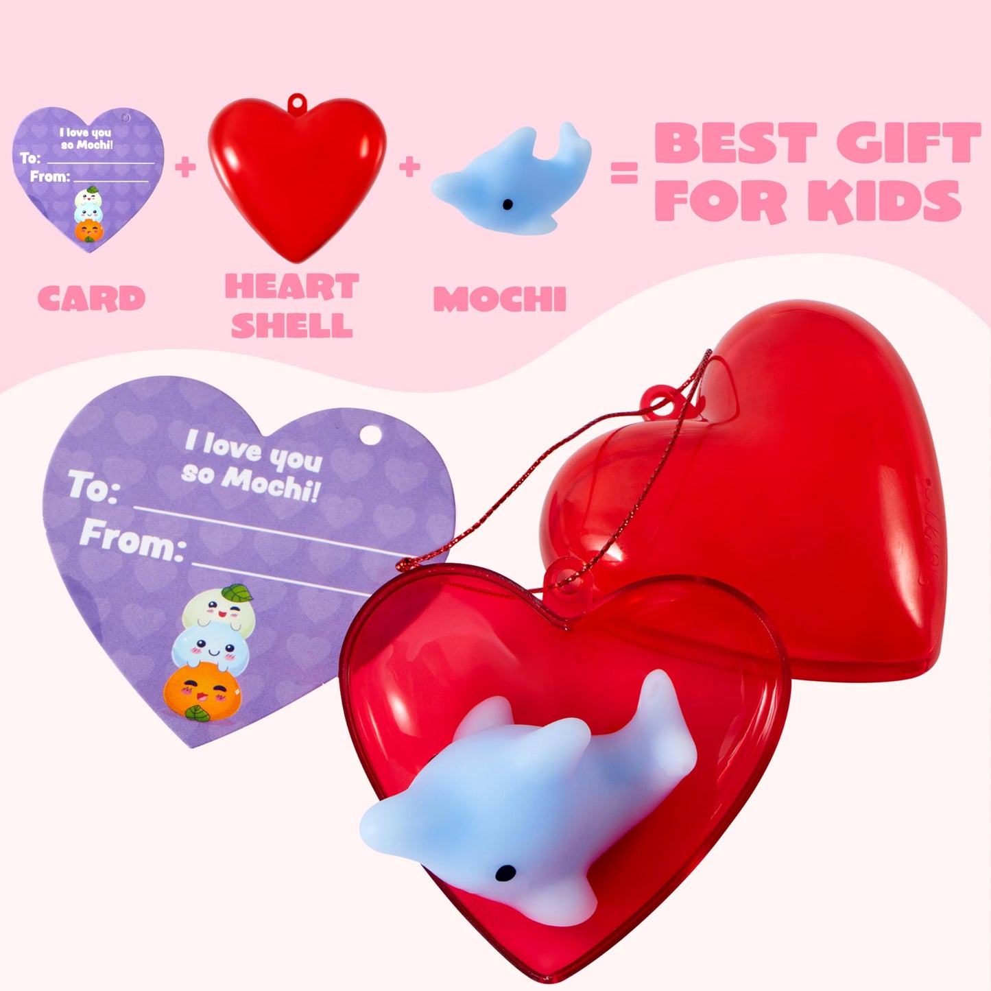28 Mochi squishy toys Filled Hearts and Valentine Cards for Kids Valentine Classroom Exchange Party Favors, Kawaii Stress Relief Toys for Valentine Gift Exchange, Game Prizes and Carnivals Gift