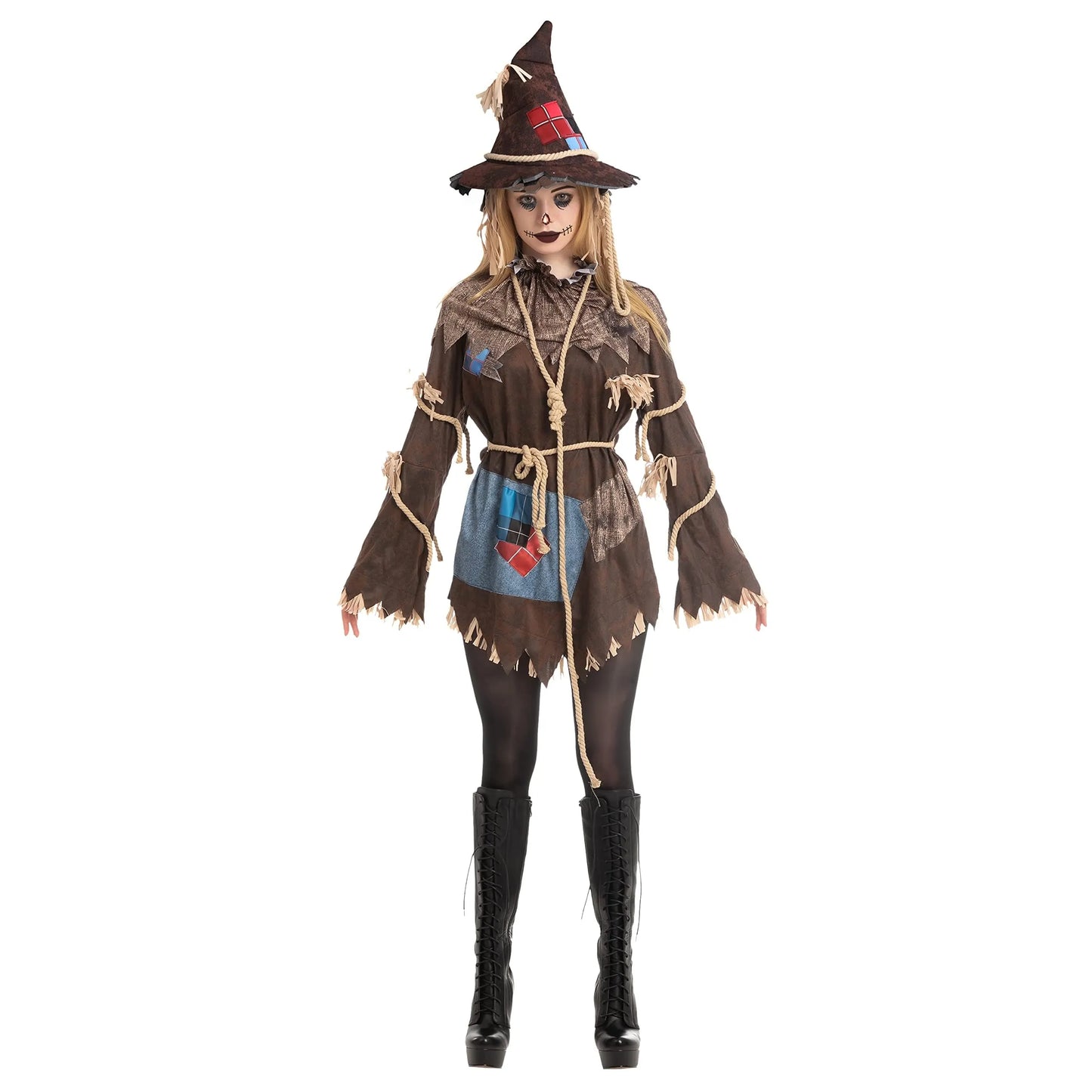 Syncfun Scary Scarecrow Costume for Adult Women, Perfect for Halloween Dress-Up Party(Large)