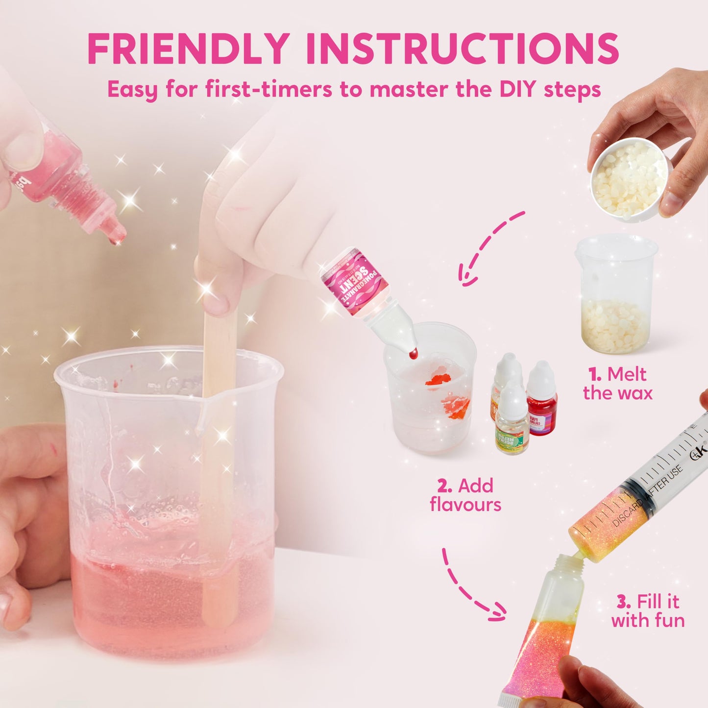 Klever Kits 2-in-1 Lip Balm Making Kit for Kids, Make Your Own Lip Balm, DIY Lip Gloss Set for Kids, Science Kit with Flavoring Scents, DIY Makeup Set, Present for Girls 6 and Up