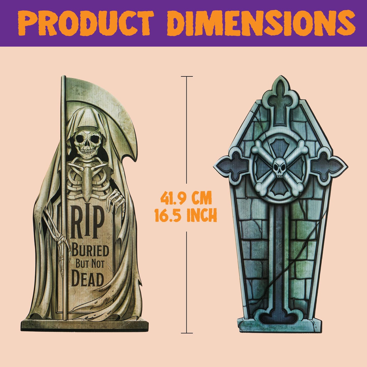 Syncfun 8 Pcs Halloween Tombstones Decorations,16.5" Halloween Foam RIP Graveyard Decorations and 16 Bonus Metal Stakes for Halloween Outdoor Yard Decorations