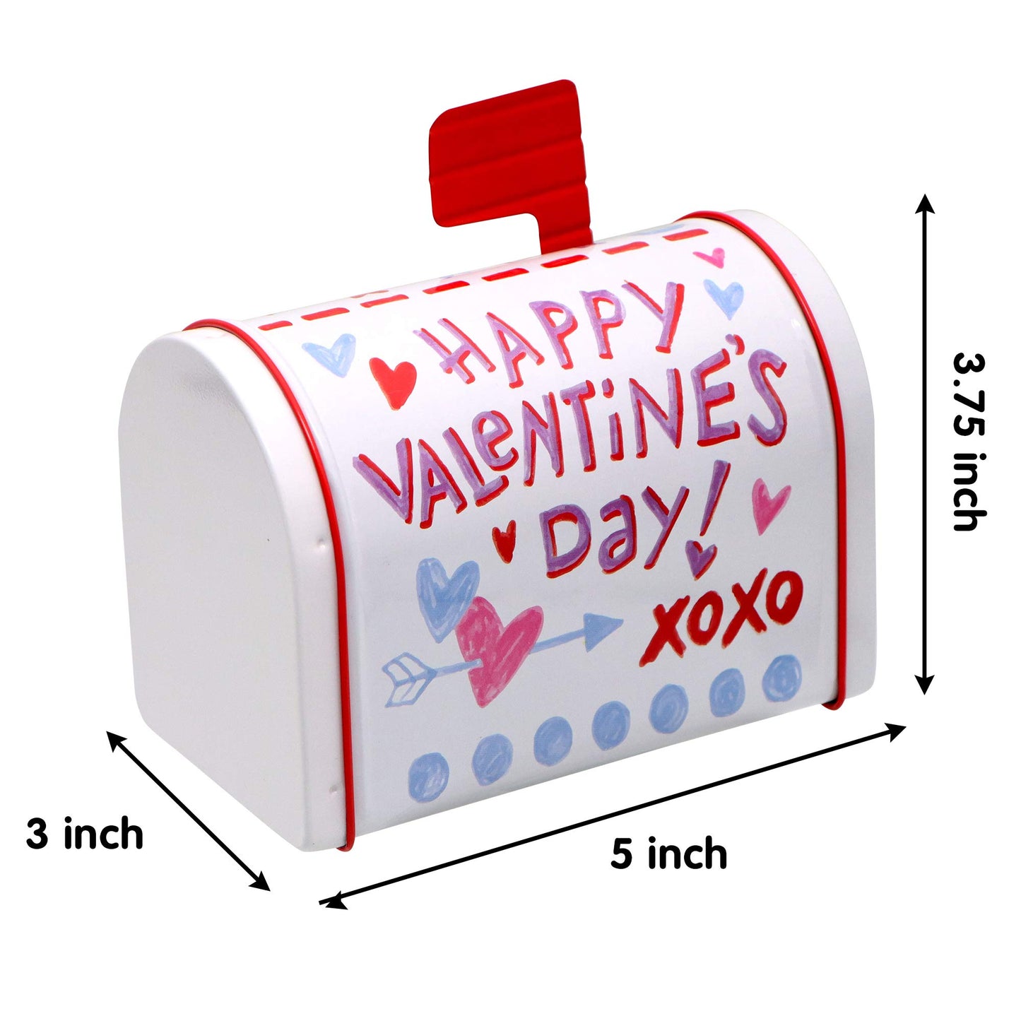 3 Packs Valentine Tin Mailbox for Valentine Party Favors, Classroom Prize Supplies, Valentine’s Greeting Cards, Valentine Exchange Gifts