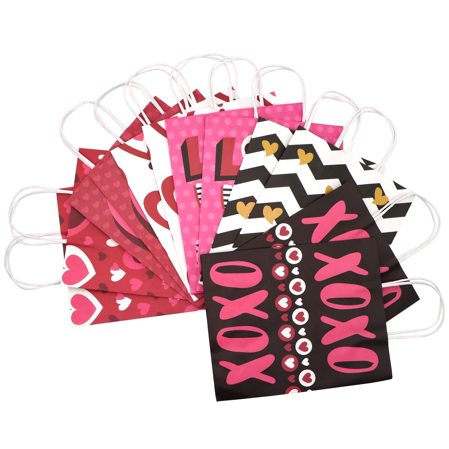 24 Pcs Valentine's Day Paper Gift Bags with Handle, Paper Wrapping Kraft Bags for Funny Gift Giving Novelty Gift Exchange Gift Wrapping Valentines Gift Bags Party Favors