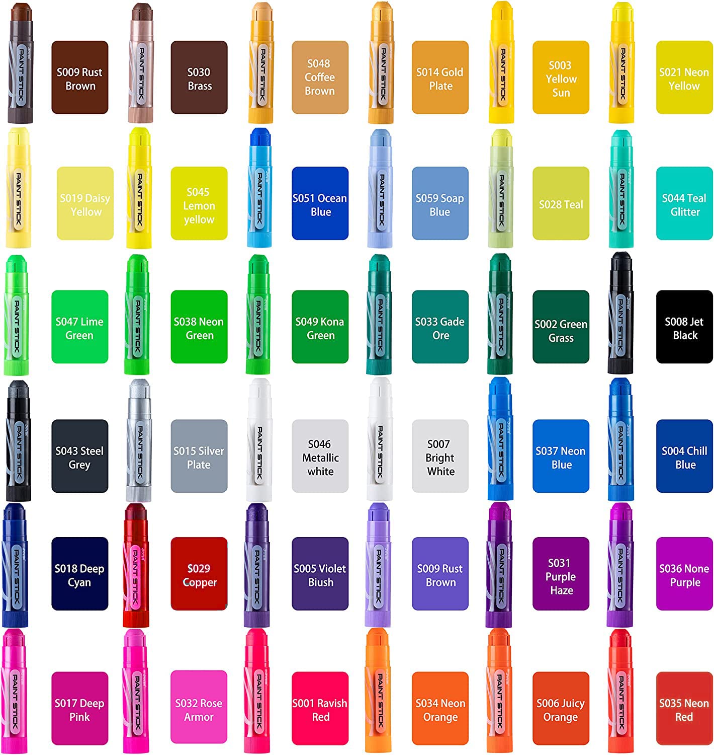 SYNCFUN 36PCS Assorted Washable Tempera Paint Sticks, Quick Drying and No Mess Paint Sticks for Arts and Crafts Project, Art Christmas Gifts for your Kids and Artists