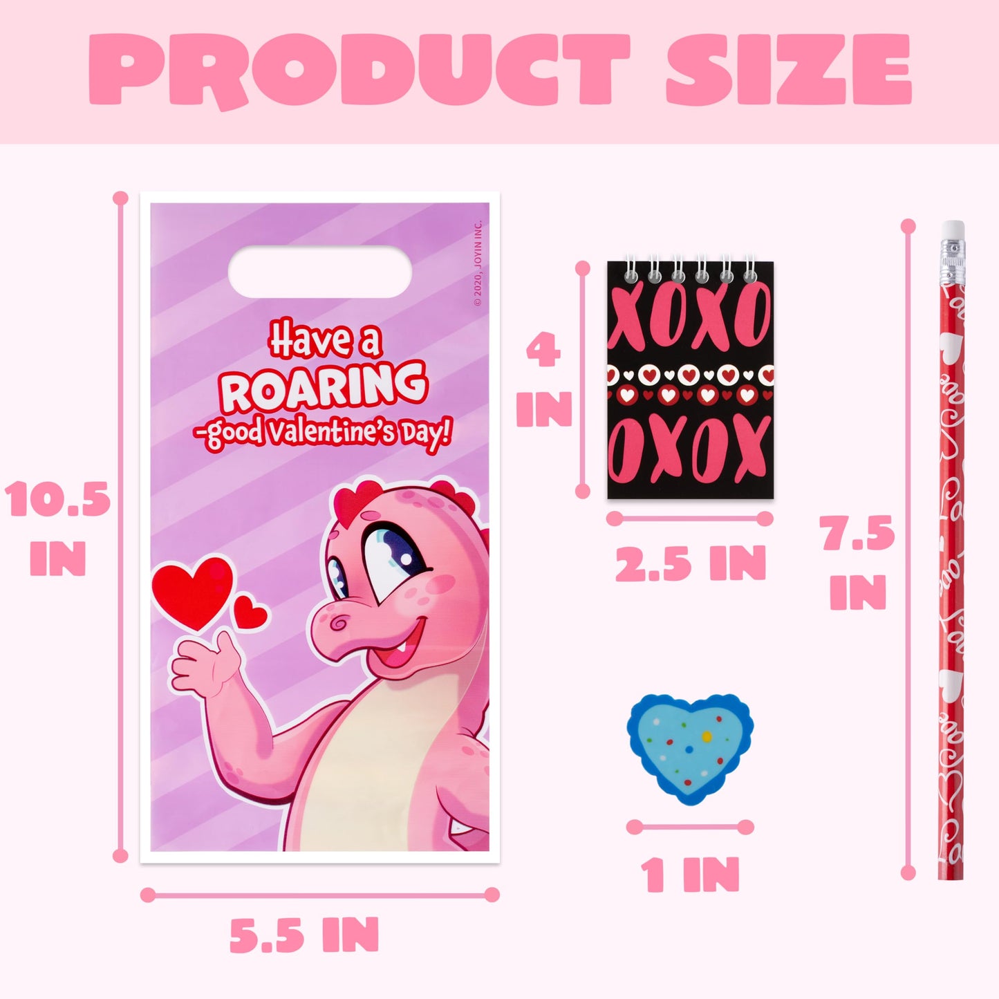 96 Valentines Day Stationery Gifts with Pencil, Erasers, Notebook & Bags for Kids Valentine’s Day School Classroom Exchange Party Favor Gift Supplies
