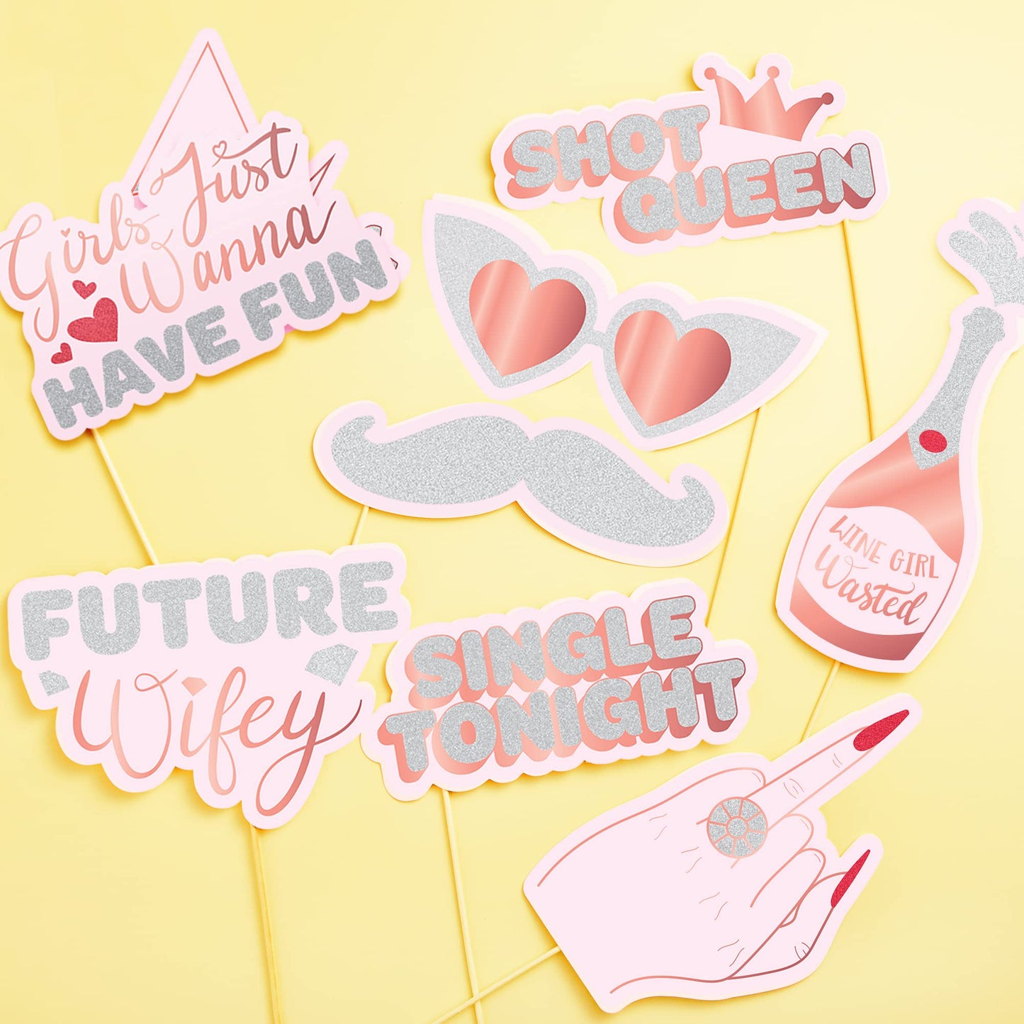JOYIN 24 Pack Bachelorette Photo Booth Props, Bachelorette Party Decorations-Including Stick and Strike a Pose Sign,Rose Gold Future Future Mrs Party Supplies,Bride to Be, Bridal Shower
