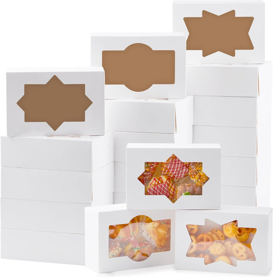 36 Pcs Christmas Cookie Boxes, Plain White Treat Boxes with Window 8.75" x 5.75" x 2.75" Bakery Gift Wrapping Box for Xmas Holiday Party Favor Pastries, Cupcakes, Cookies, Donuts Gift-Giving