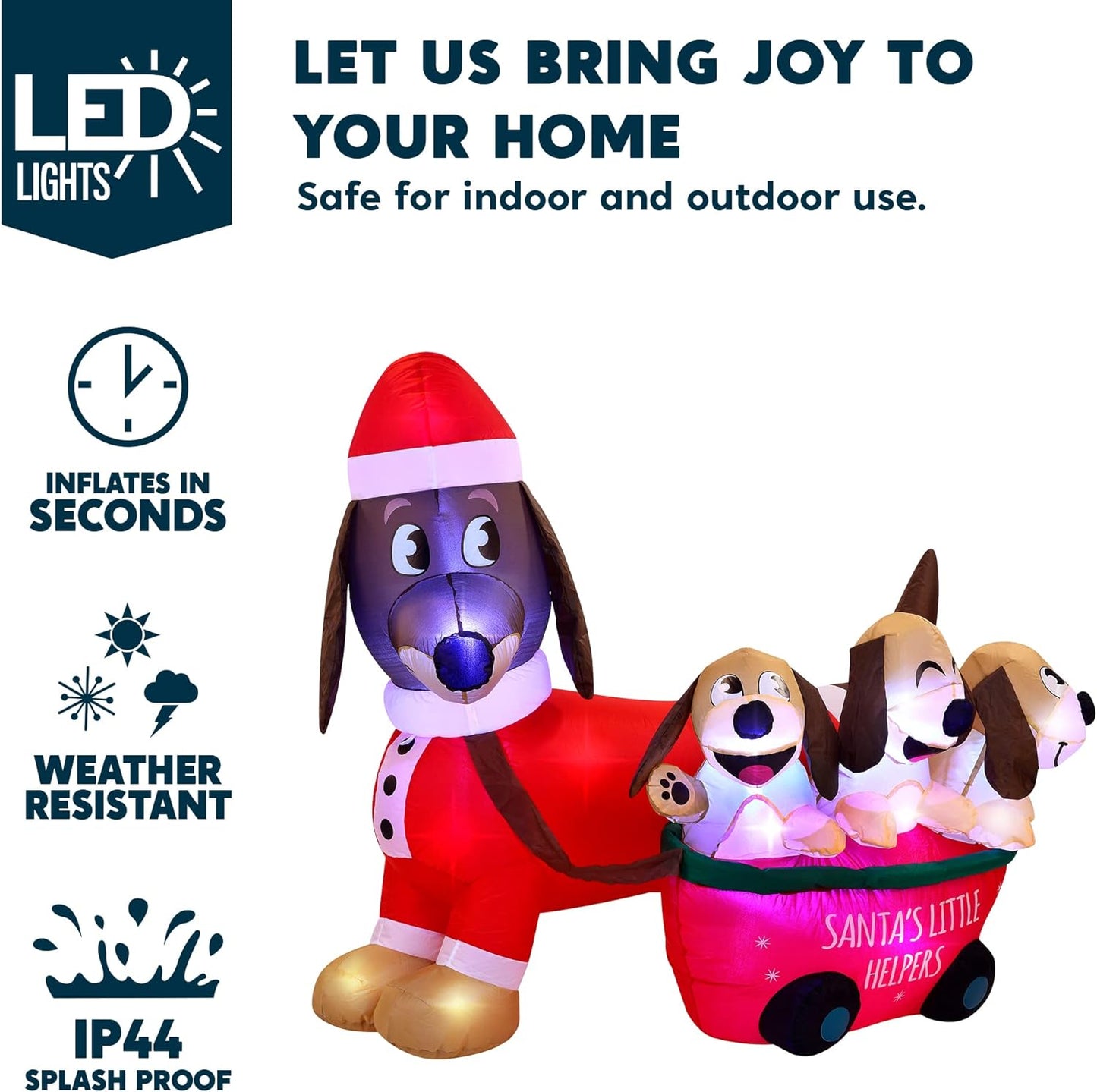 Joyfy 5 FT Christmas Inflatables Dog Outdoor Decorations,Dachshund Dog Christmas Blow Ups Yard Christmas with Built-in LEDs for Holiday Party Garden Lawn Decor