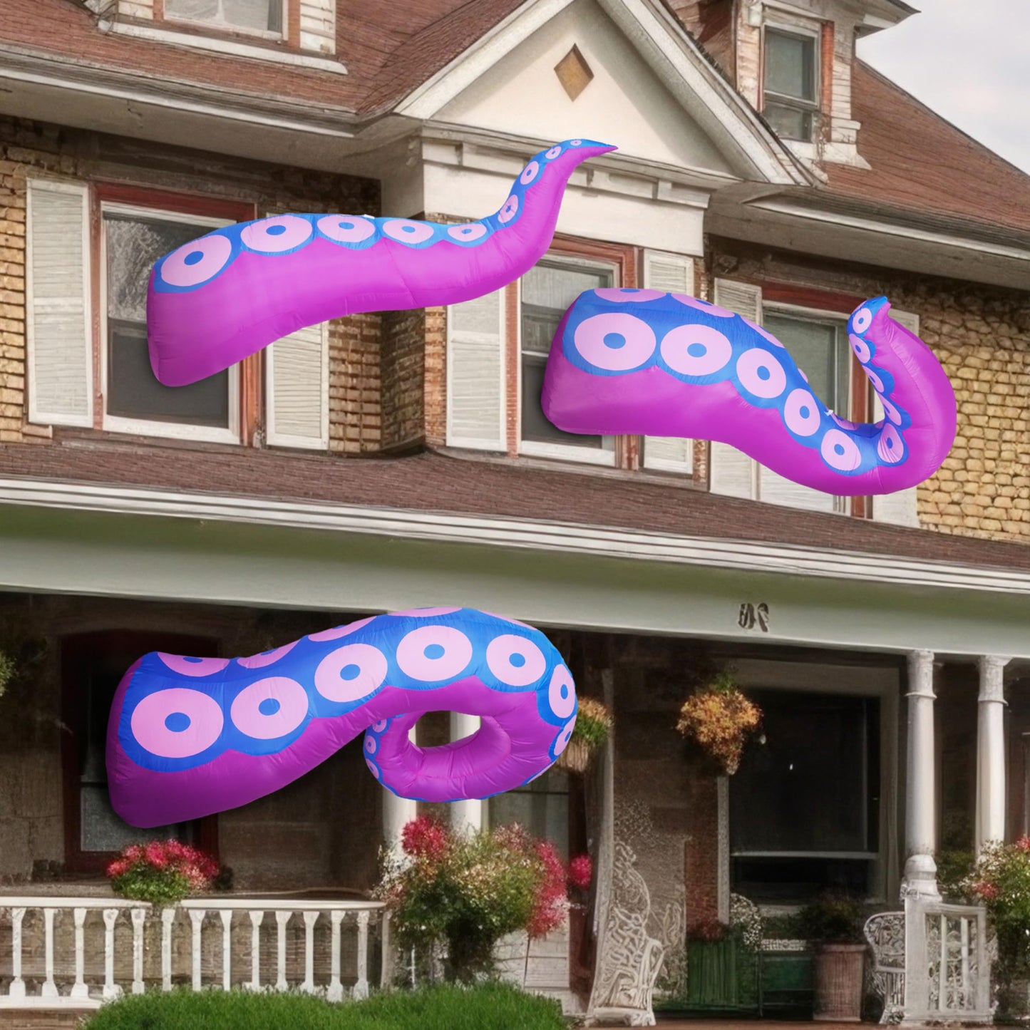 Syncfun 3 Pcs Halloween Inflatable Outdoor Giant Octopus Tentacle Broke Out from Window with Built-in LED Blow Up Inflatable for Window Decoration Yard Garden Lawn Decor