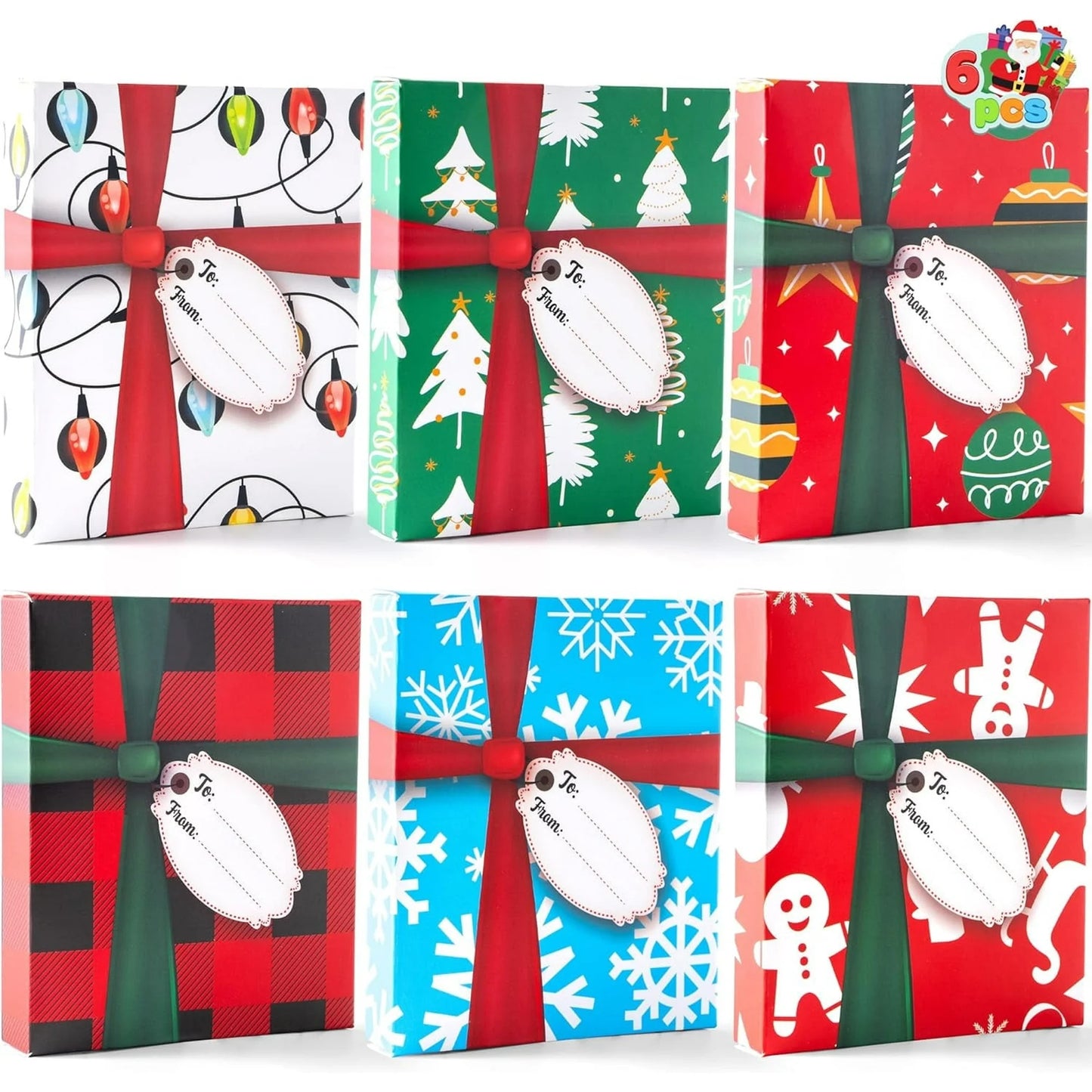 Joyfy 6 Pcs Gift Card Boxes Holder for Christmas, Gift Card Holder for Holiday Birthday Presents Wrap, Christmas Cash Money Card Box Holders, Xmas Party Favor Gifts Wrapping Boxes