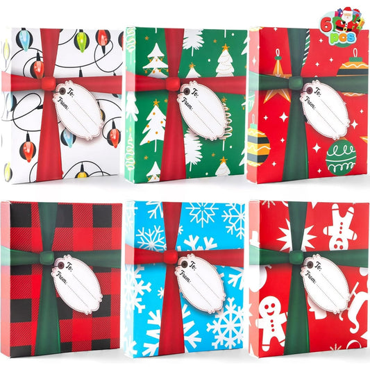 Joyfy 6 Pcs Gift Card Boxes Holder for Christmas, Gift Card Holder for Holiday Birthday Presents Wrap, Christmas Cash Money Card Box Holders, Xmas Party Favor Gifts Wrapping Boxes
