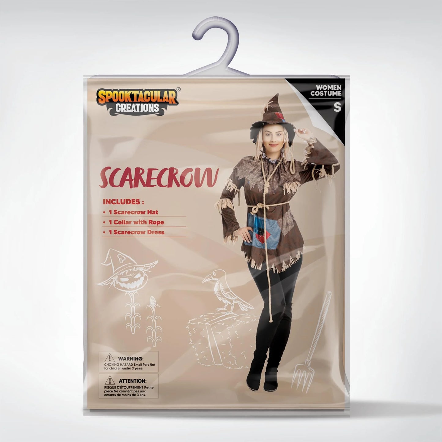 Joyfy Scary Scarecrow Costume for Adult Women Halloween Dress-Up Party Cosplay