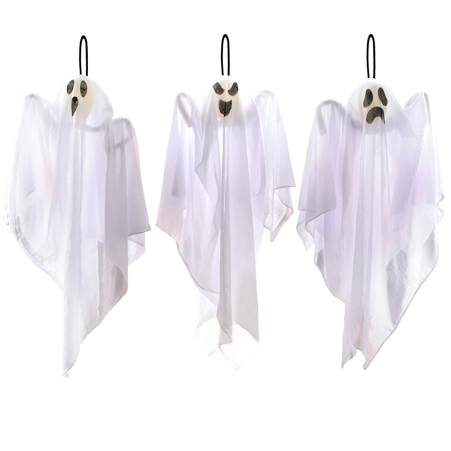 Joyfy 3 Pcs Halloween Hanging Ghosts Decorations,27.5" Cute Flying Ghosts Outdoor Hanging Halloween Decorations Yard Decorations