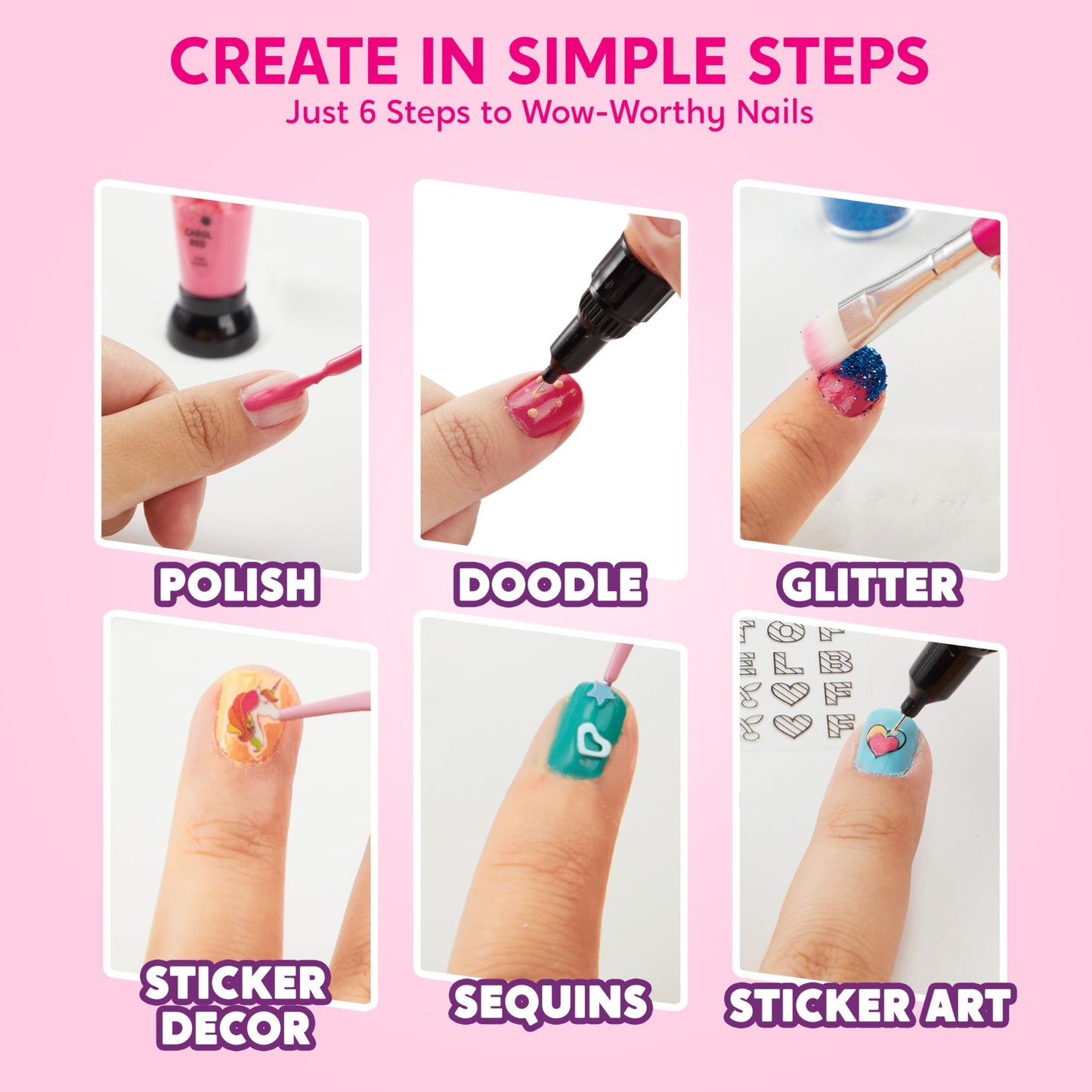Gifts for 7 8 9 Year Old Girls, Nail Polish Art Kit for Kids, All-In-One Set for Nail Salon Game