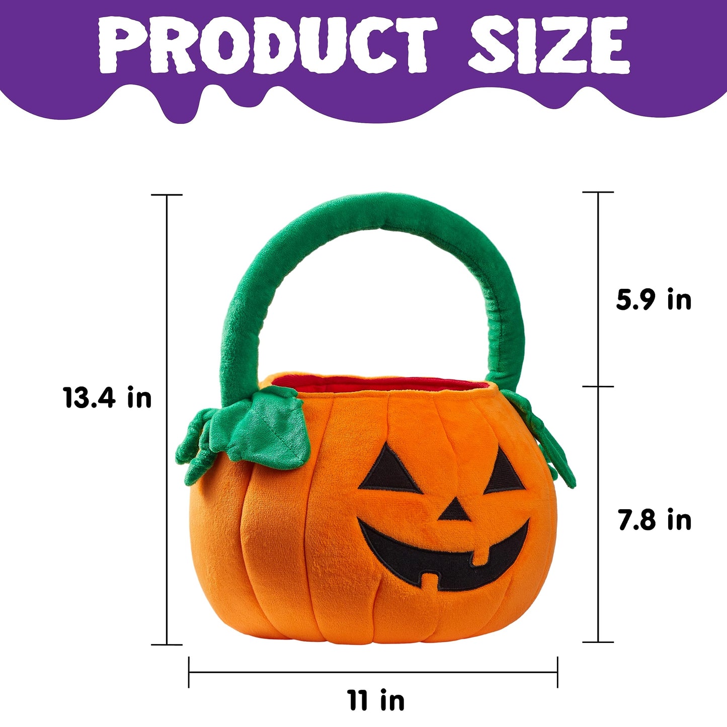 Joyfy Halloween Bucket Halloween Candy Bags,Pumpkin Basket Plush Trick or Treat Bucket Pumpkin Tote for Kids Toddler Candy Treats,Large Halloween Basket
