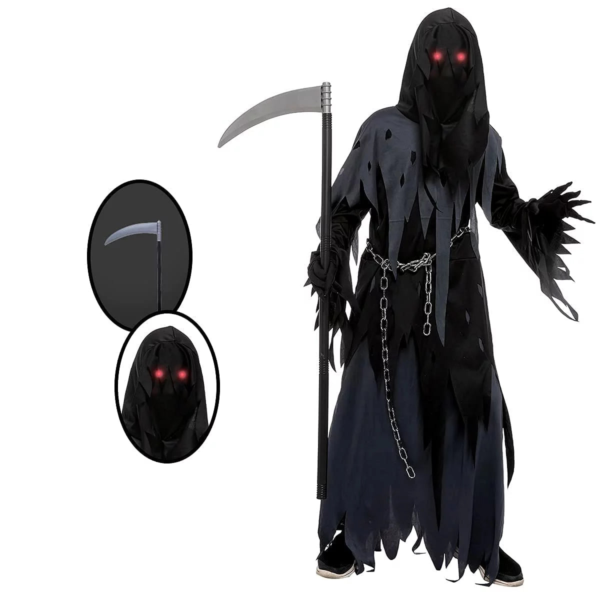 Spooktacular Creations Halloween Phantom Costume for Child Boy, Dress Up Costume Dark Knight Reaper Costume, L