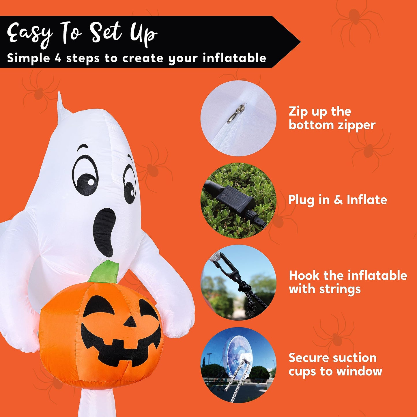 Syncfun 6 FT Halloween Inflatable Ghost Broke Out from Window with Built-in LED Blow Up Inflatable for Window Decoration Yard Garden Lawn Decor