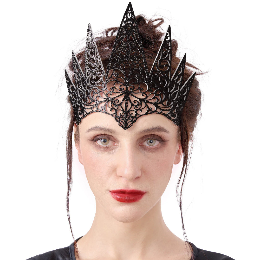 SPOOKTACULAR CREATIONS Halloween Headband Fairy Tale Queen Crown Black Hair Crown for Women,Halloween Party Props Cosplay Accessories