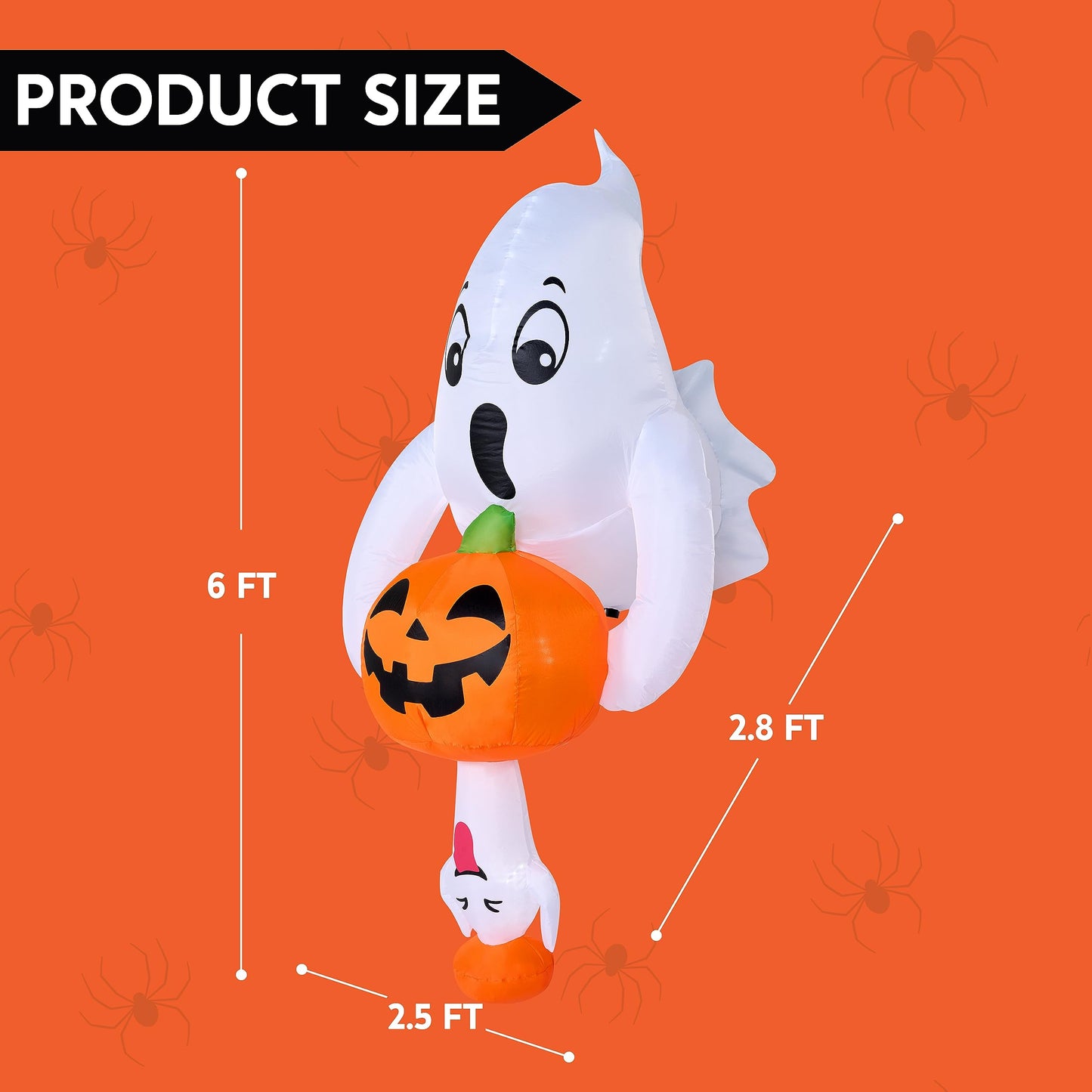 Syncfun 6 FT Halloween Inflatable Ghost Broke Out from Window with Built-in LED Blow Up Inflatable for Window Decoration Yard Garden Lawn Decor
