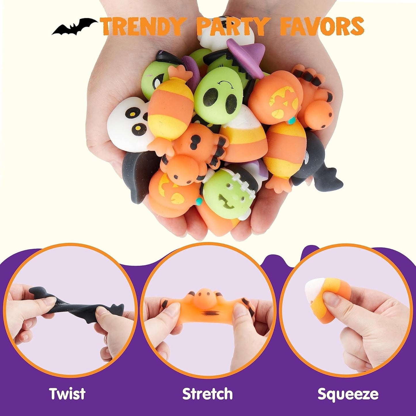 Joyfy 36 Pcs 12 Designs Halloween Mochi Stress Relief