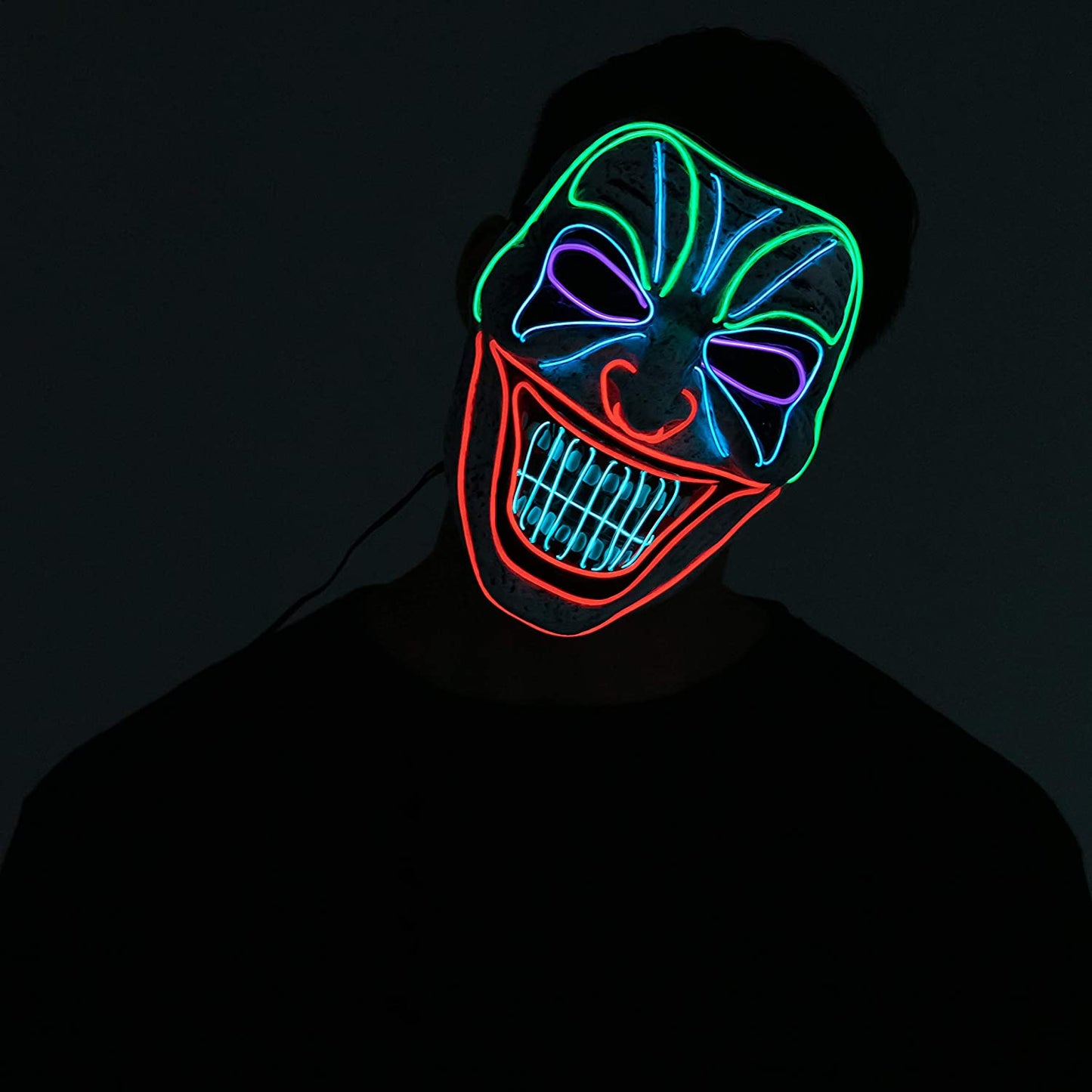 Spooktacular Creations Halloween Led Mask Clown Mask with 3 Lighting for Halloween Costume Party Supplies