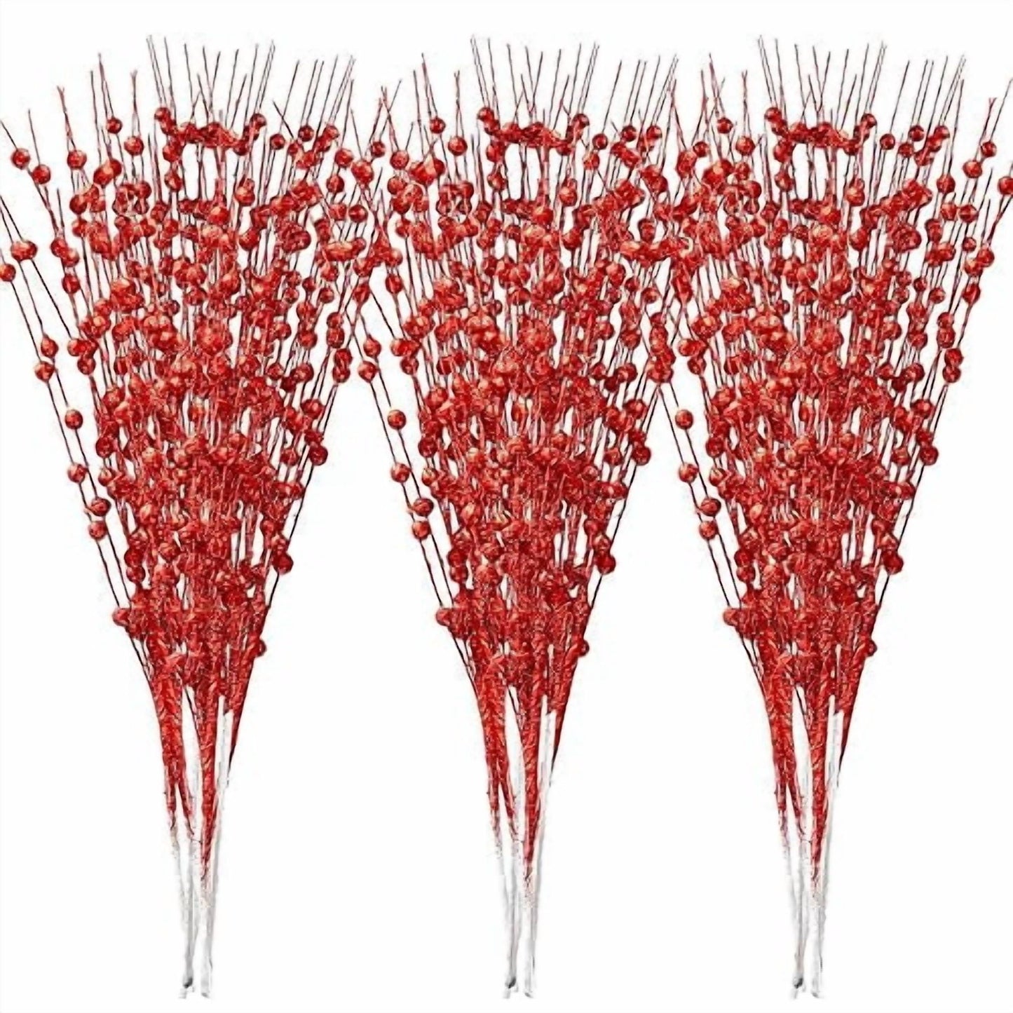 Joyfy 24 Pcs Christmas Tree Berry Stem- Red