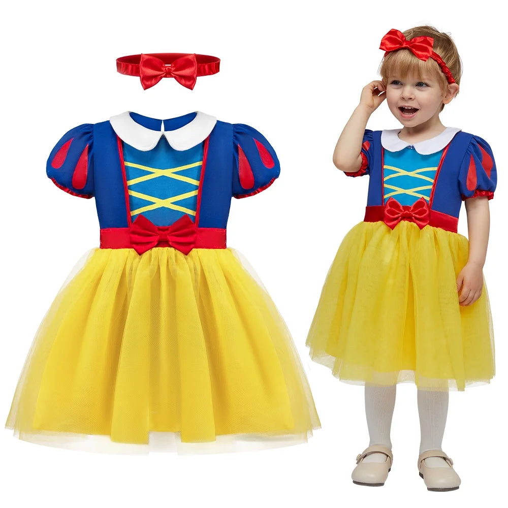 Joyfy Halloween Girls Baby Princess Costume, Toddler Halloween Yellow Princess Dress Cosplay Costume, Baby Yellow Princess Costume with Tiara