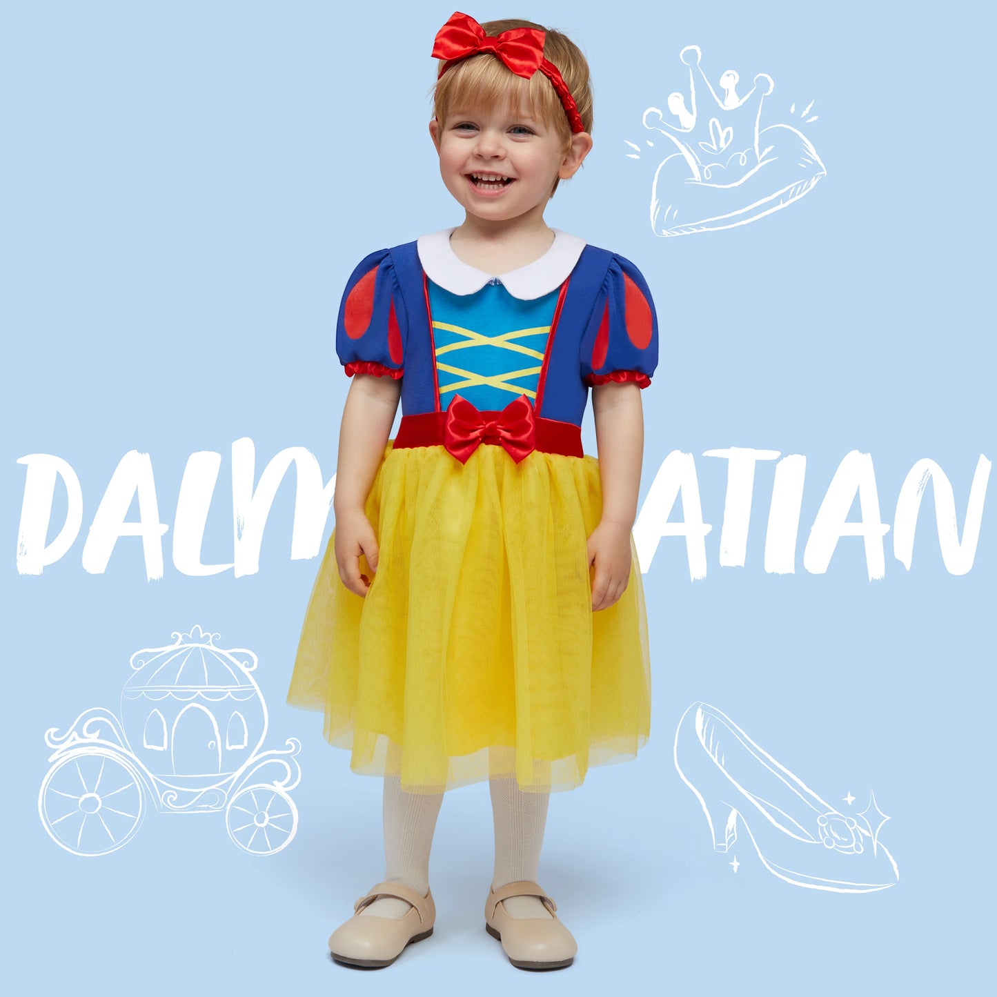Joyfy Halloween Girls Baby Princess Costume, Toddler Halloween Yellow Princess Dress Cosplay Costume, Baby Yellow Princess Costume with Tiara