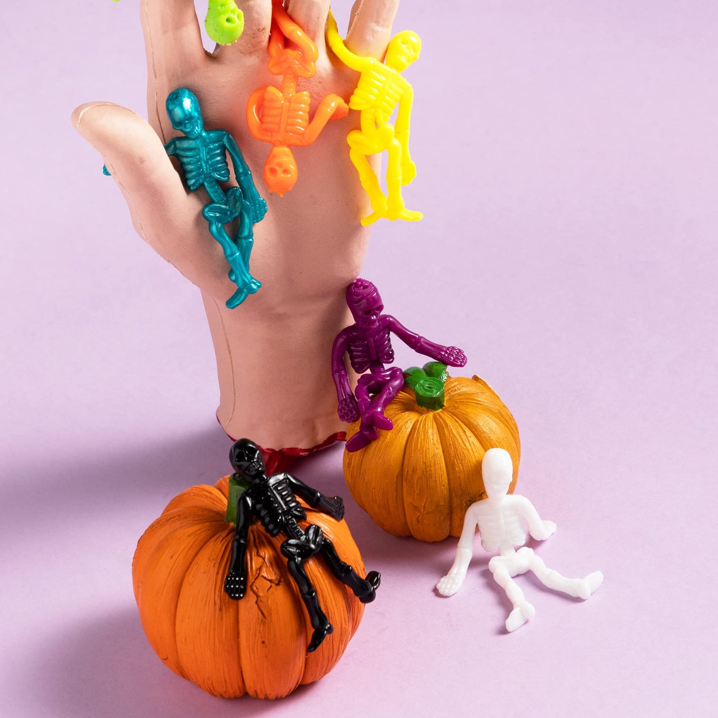 Joyfy 108 Pcs Halloween Stretchy Skeleton Toys,Halloween Toys Bulk for Party Favors,Halloween Goody Bag Fillers,Halloween Sticky Toys for Classroom Prizes