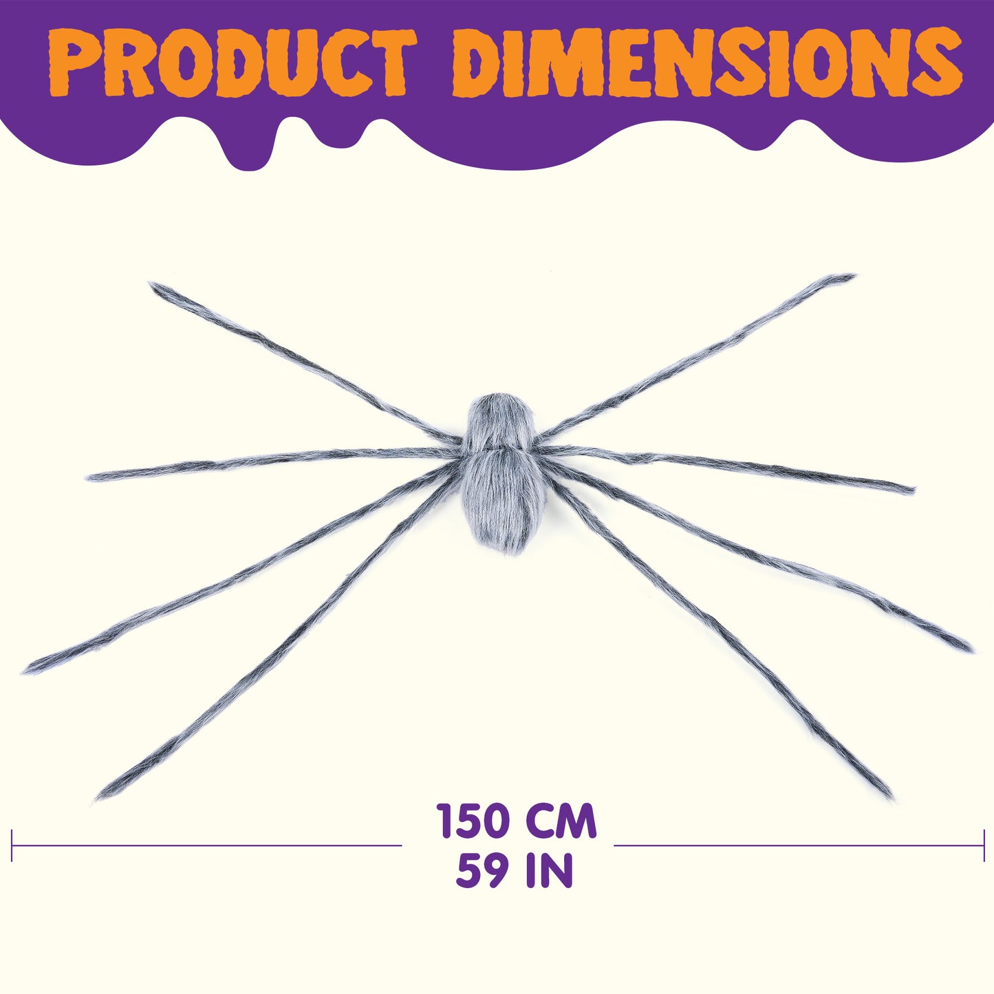Joyfy 5 FT Giant Spider Halloween Decorations,Scary Spider Halloween Decorations Outdoor Party Decorations Props Halloween Yard Decorations,Gray