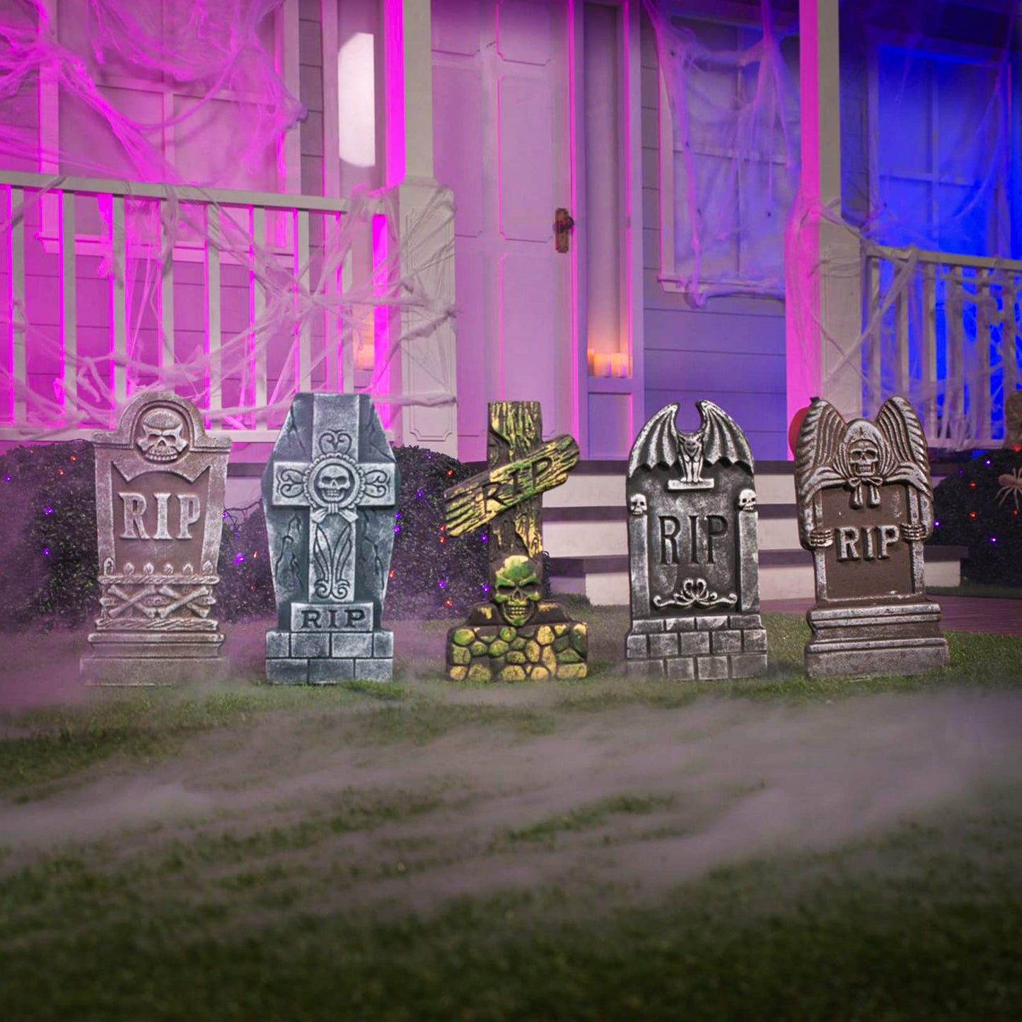 Joyfy 5Pack Halloween Tombstone Decoration for Halloween Outdoor Yard Decorations