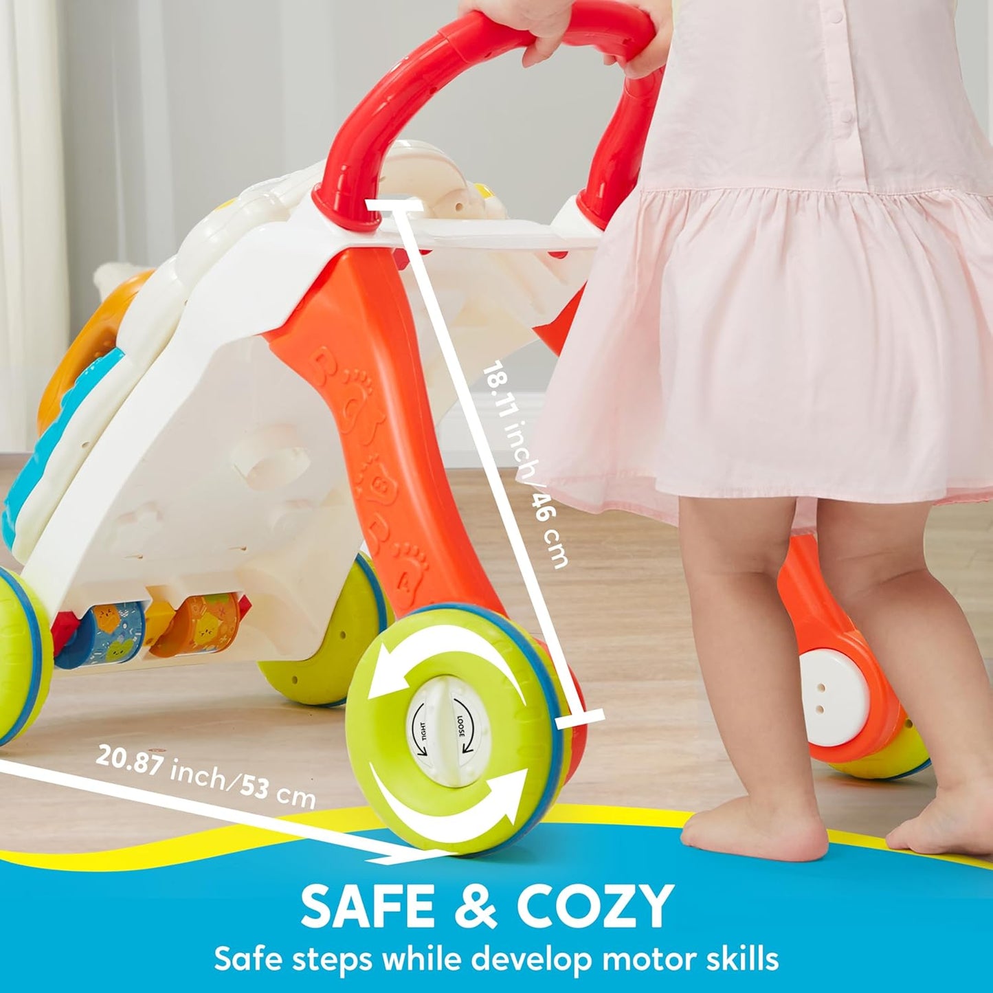 Joyfy 2 in 1 Baby Learning Walker, Baby Stand Learning Toys 6-12 Months, Educational Toys for 1 Year Old, Push Walker Gift with Wheels for Infant Boys Girls