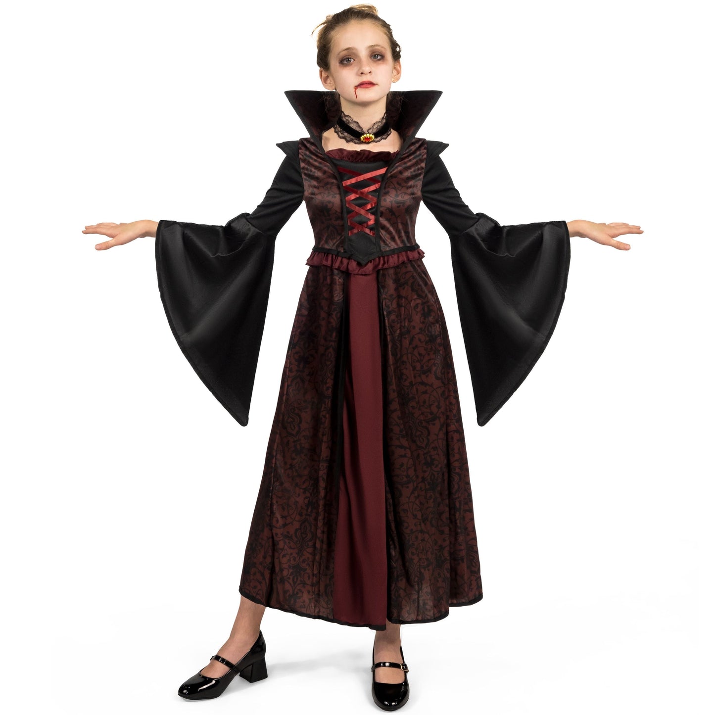 Joyfy Vampire Costume Set for Girls,Halloween Costumes for Girls Halloween Dress Up Party Cosplay 8 10 yrs