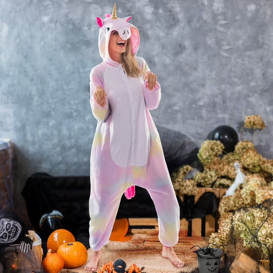 Syncfun Adult Pajamas Plush jumpsuit One Piece Unicorn Animal Costume for Halloween Party Dress Up Role Playing Cosplay