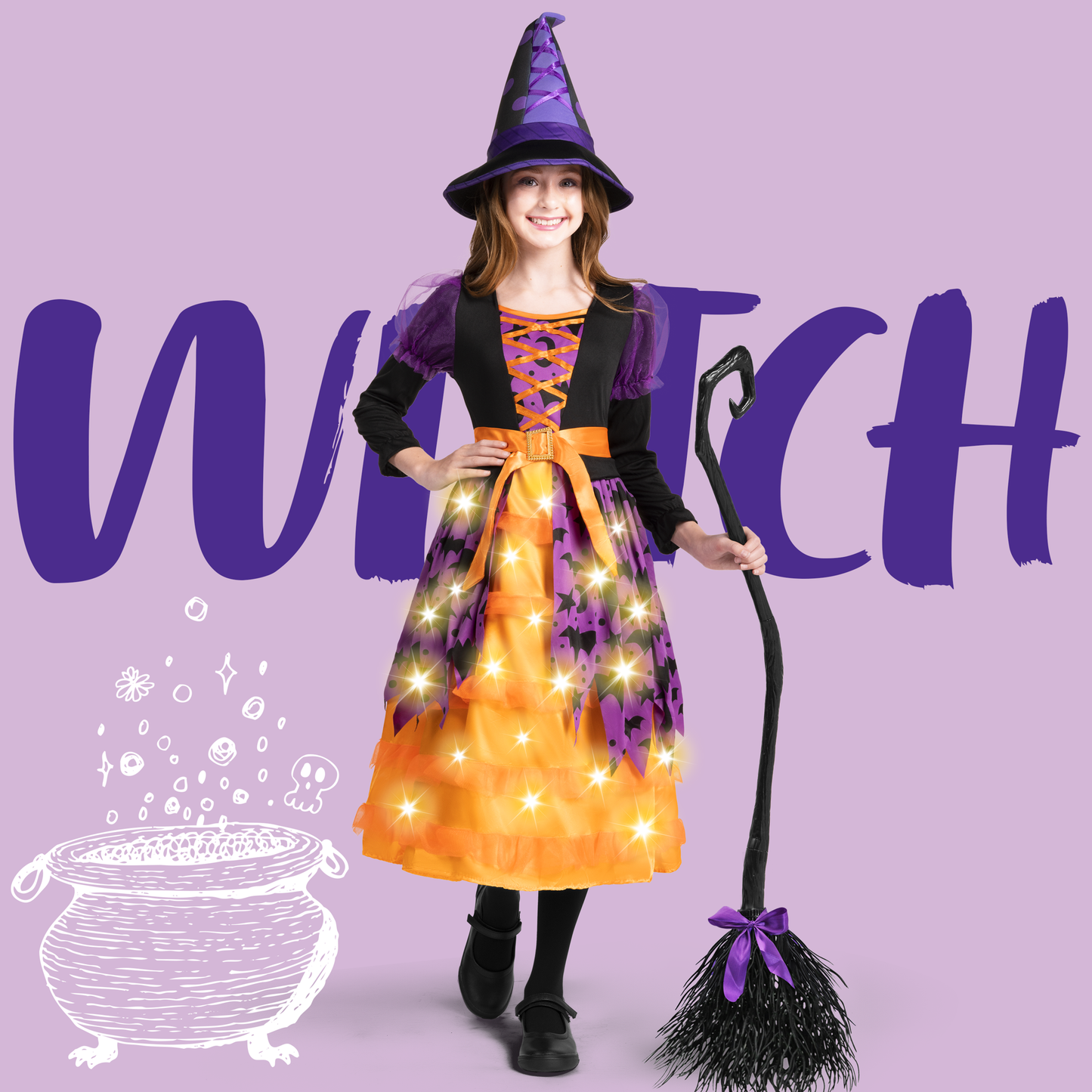 Joyfy Child Girl light up bat witch tutu costume