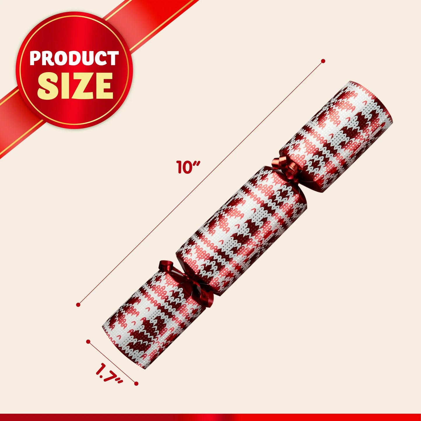 Joyfy 10" Christmas Crackers Party Table Favor, 10 Pcs No Snap Red Snowflake Design, with Party Hat Joke & Little Gift for Xmas Holiday Dinner Traditions