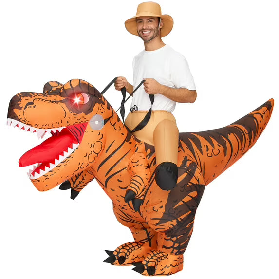 Joyfy Inflatable Costumes for Adults, Riding a Light-Up Eyes T-rex Blow Up Halloween Costumes Dress up Cosplay