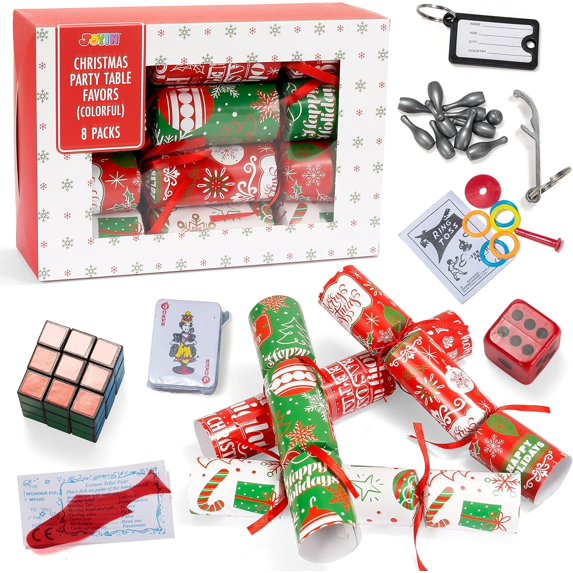 Joyfy 8 Pack Christmas Party Favor Non Snap No Popping Party Table Favors Holiday Party Favor Supplies for Kids and Adults, Christmas Parties, Dinners and Holidays