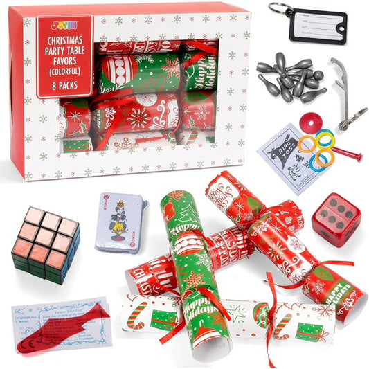Joyfy 8 Pack Christmas Party Favor Non Snap No Popping Party Table Favors Holiday Party Favor Supplies for Kids and Adults, Christmas Parties, Dinners and Holidays