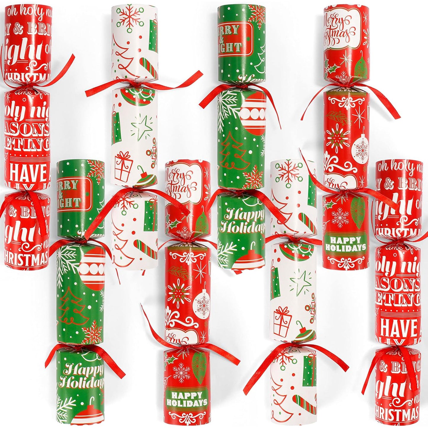Joyfy 8 Pack Christmas Party Favor Non Snap No Popping Party Table Favors Holiday Party Favor Supplies for Kids and Adults, Christmas Parties, Dinners and Holidays