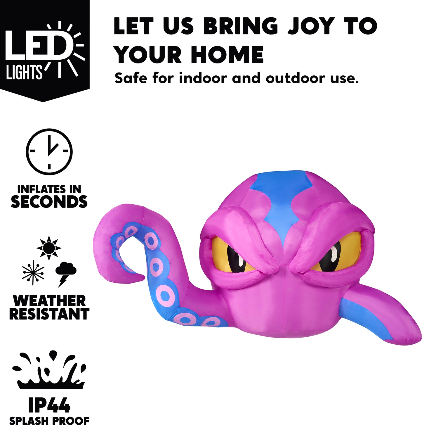Syncfun 4 FT Halloween Inflatable Purple Octupos Head with Tentacles Broke Out from Window with Built-in LED Blow Up Inflatable for Window Decoration Yard Garden Lawn Decor