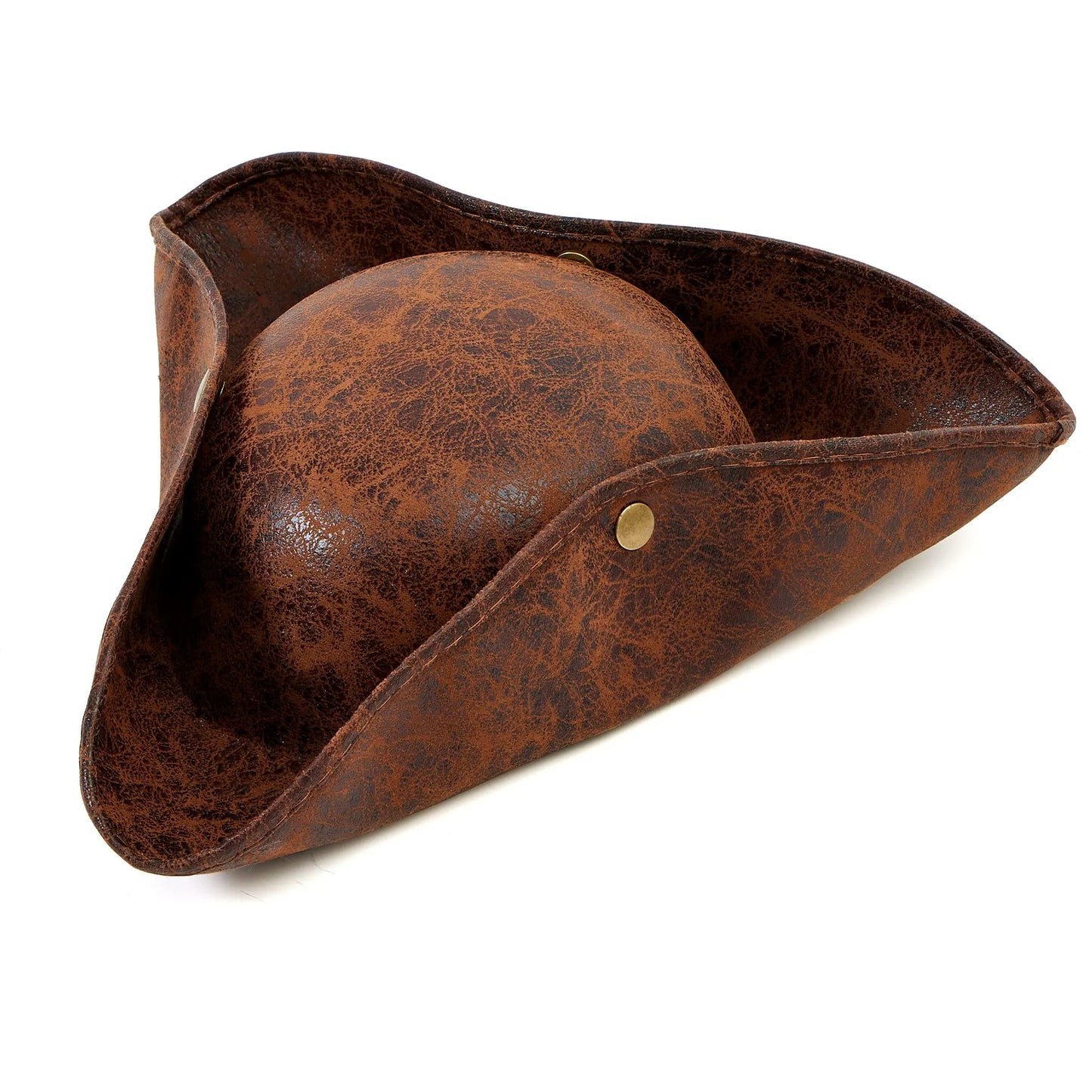 Syncfun Leather Tricorn Pirate Hat for Adults, Halloween Themed Cosplay, Pirate Dress UP Costume Accessory (Brown)