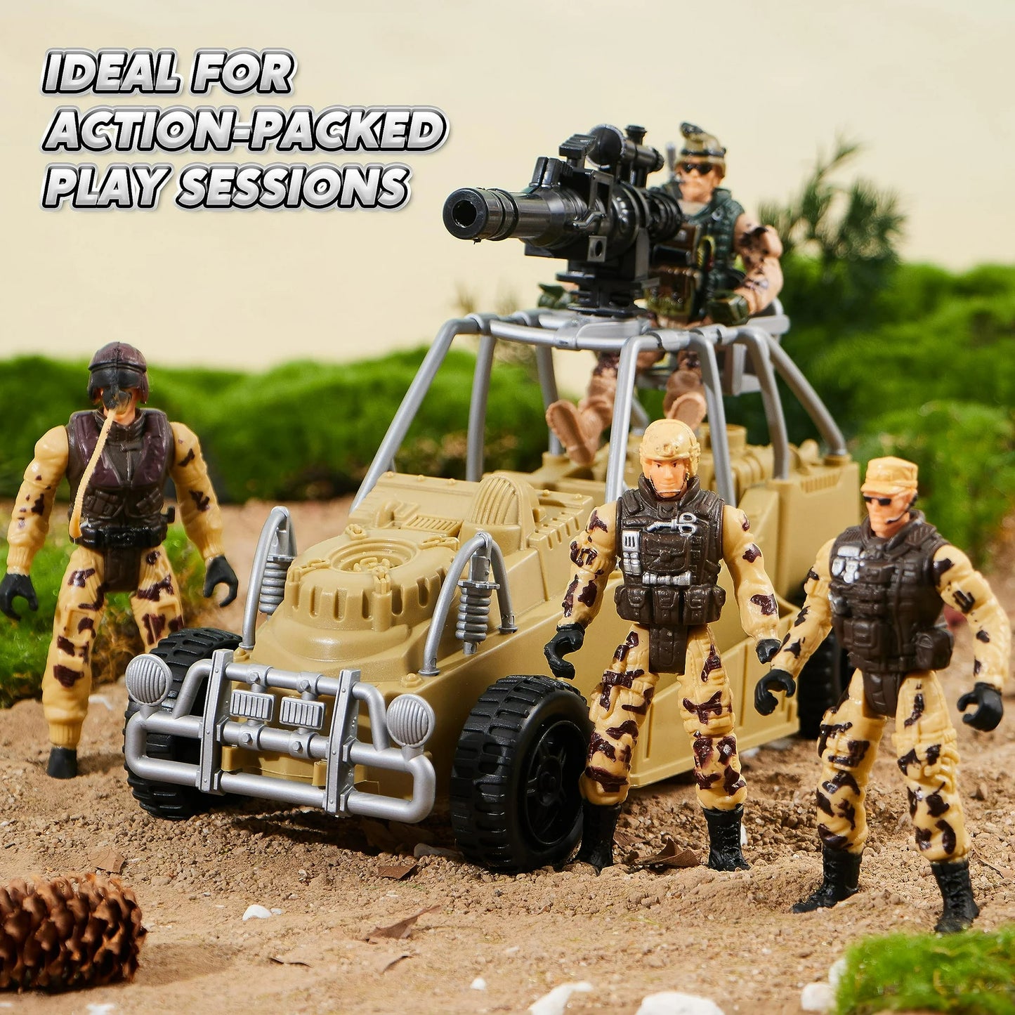 SYNCFUN Military Base Toys Set, Army Men Action Figures and Weapon Gear Accessories Military Combat Toys