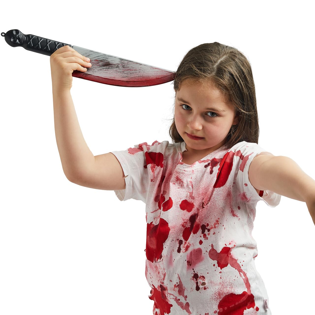 SYNCFUN 15.4 Inch Halloween Fake Knife With Fake Blood Prop,Large Plastic Halloween Prop Knife Toy for Costume Accessories Horror Costumes,Scary Accessories for Kids & Adults