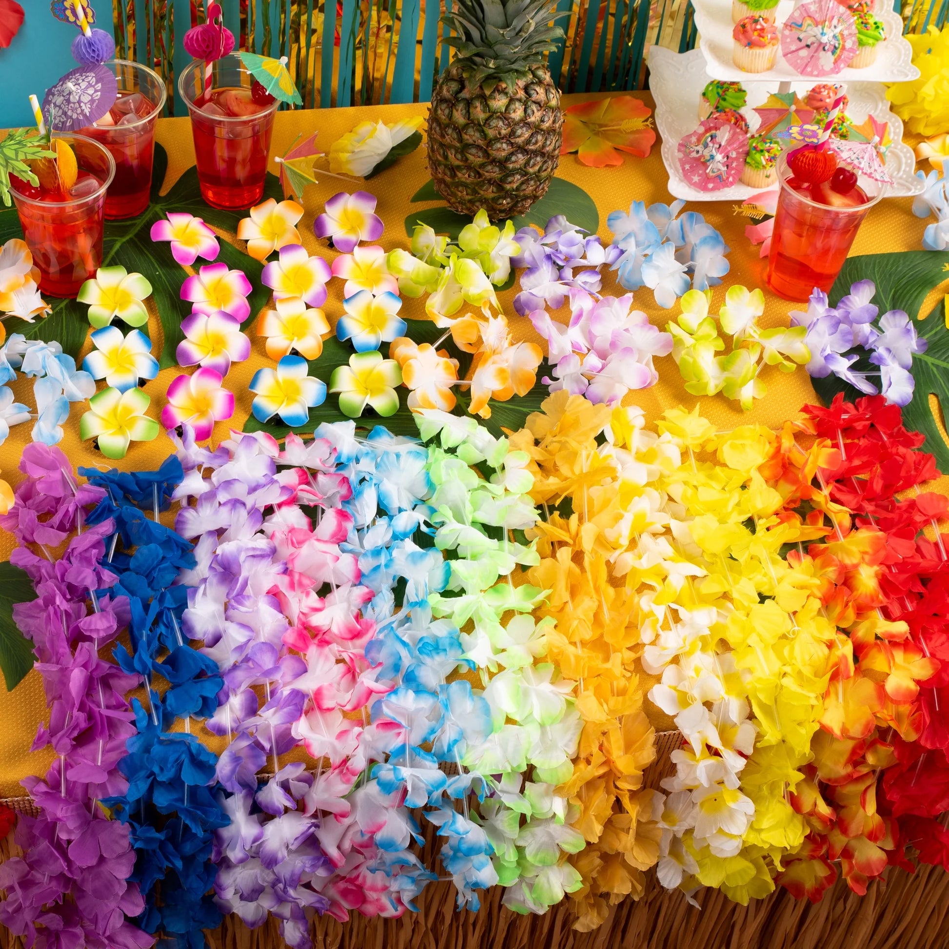 Rainbow Flower Leis 6ct - Ultimate Party Super Stores