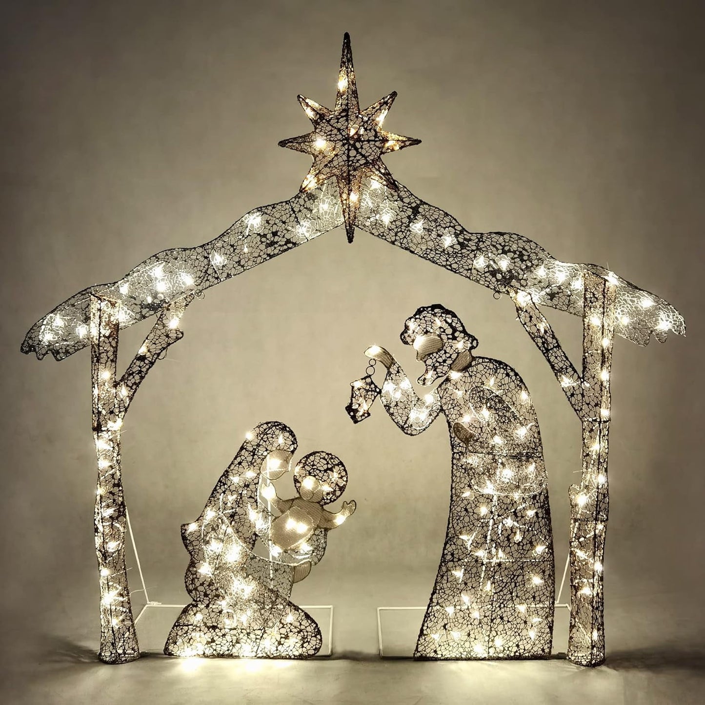 5 FT Nativity Scene Yard Light Christmas Outdoor Decorations,160 Pre-Lit LED Christmas Decorations,Christmas Yard Light with Stakes Decorations Outdoor Holiday Decor