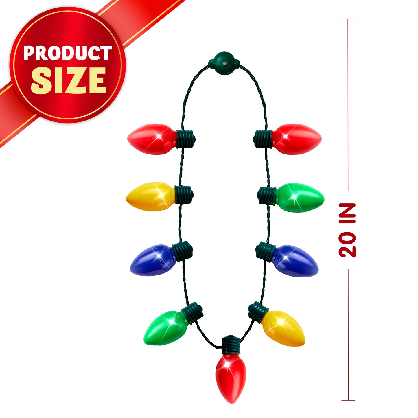 SYNCFUN 9 Pcs Christmas LED Light up Bulb Necklaces 9 Bulbs LED Necklaces Holiday Costume Accessories for Christmas Xmas Party Favor Party Supplies