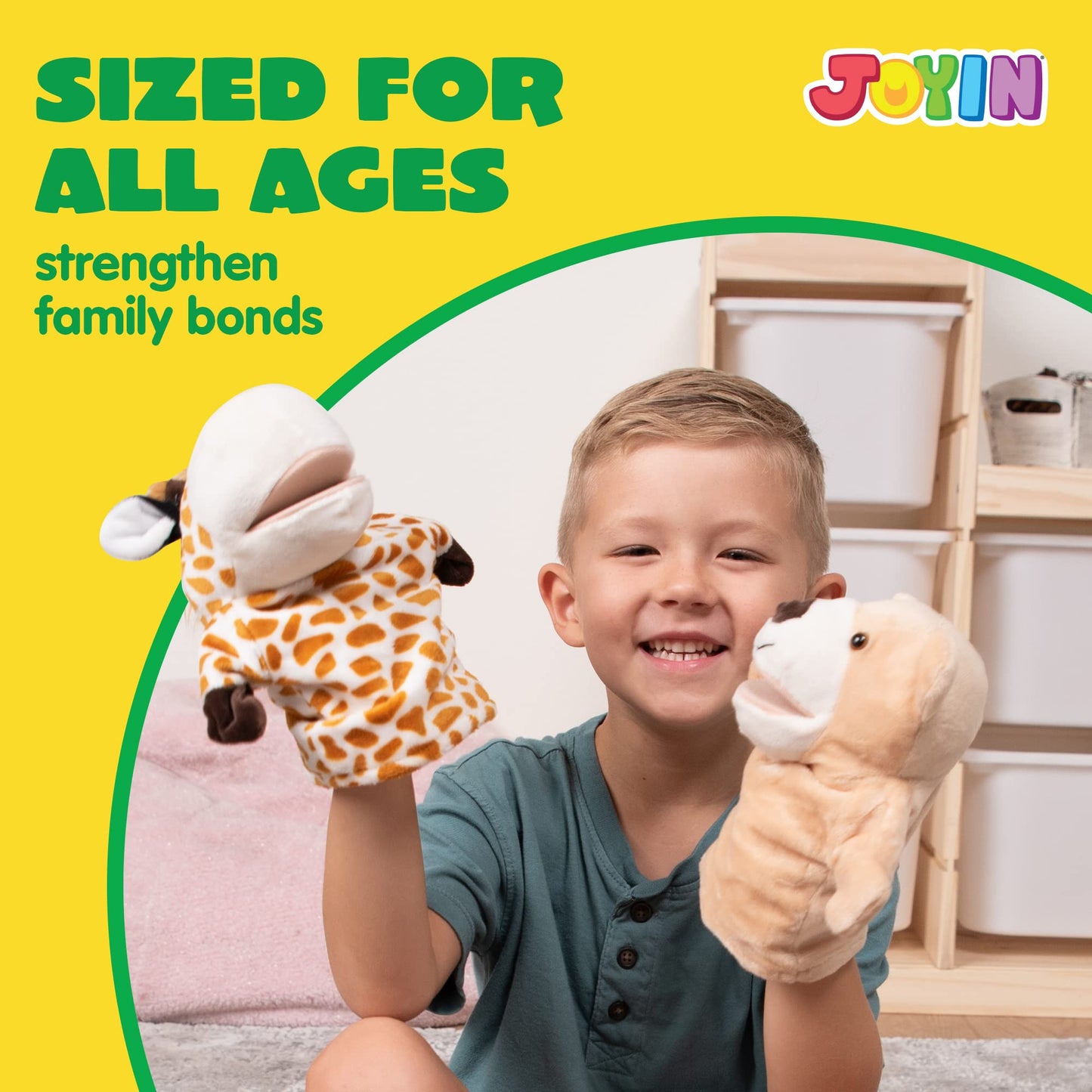 SYNCFUN 6Pcs Kids Hand Puppet with Mouth, Toddler Animal Plush Toy for Show Theater, Birthday Gifts, Easter Basket Stuffers