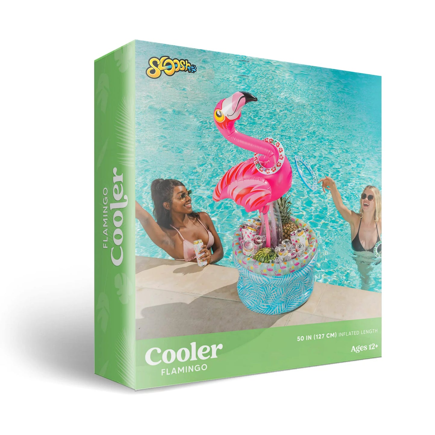 JOYIN 50" Inflatable Flamingo Cooler 2 In 1 Ring Toss Game, Beverage Drink Containers Ice Cooler Indoor Outdoor Picnic Luau Hawaiian Pool Party Decoration
