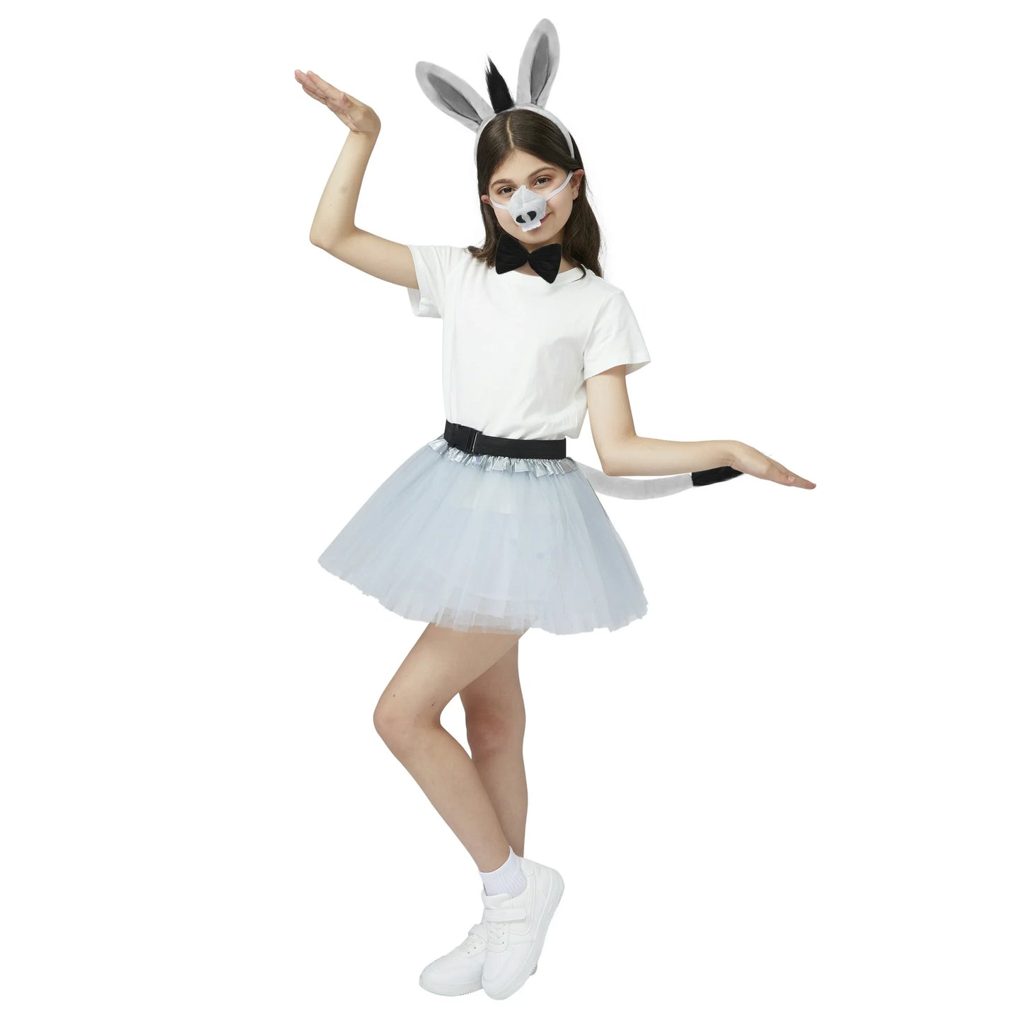 Joyfy Halloween 4 PCS Donkey Costume Accessory Set for Adults and Kids, Cute Donkey Ears Headband, Halloween Animal Costume Accessories Set